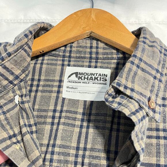 Mountain khakis gauzy cotton beige check button down long sleeve shirt medium - Picture 9 of 9